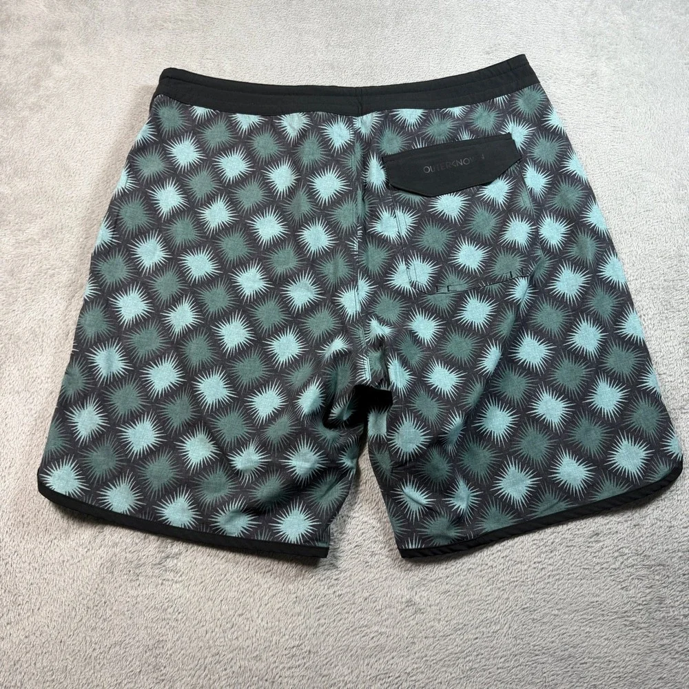 Outerknown Board Shorts Men 32 Green All Time Scallop Starburst Recycled Stretch